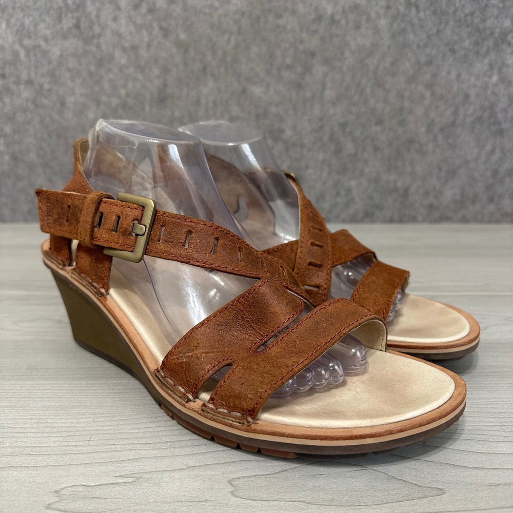 Merrell Sirah Lattice Wedge Sandals Womens 11‎ Brown Leather Buckle Comfort